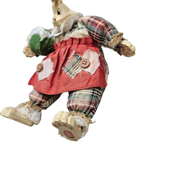 Vintage Russ Country Bunny Doll Red Dress Plaid Outfit Cabbage No markings - Picture 4 of 9